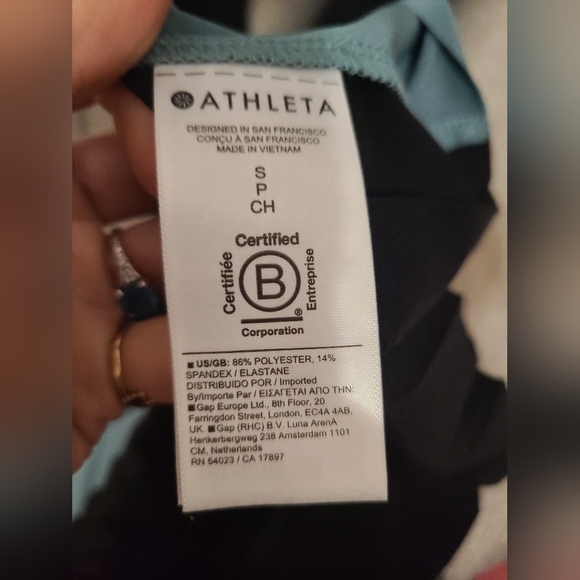 Athleta Swing Forward Pleated Colorblock Racerback Tank Top - Picture 3 of 3